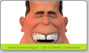 3D Character Karakter Caricature Karikatuur Cafe de Wereld Arnold Schwarzenegger