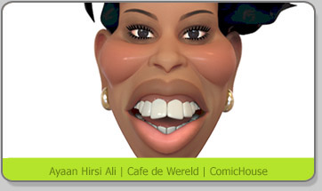 3D Character Karakter Caricature Karikatuur Cafe de Wereld Ayaan Hirsi Ali