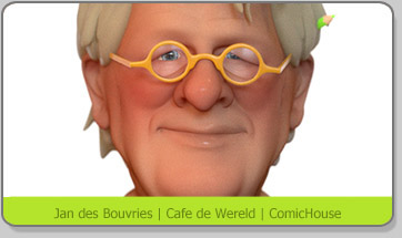 3D Character Karakter Caricature Karikatuur Cafe de Wereld Jan des Bouvries