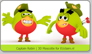 3D Character Karakter Mascot Captain Robin EUClaim